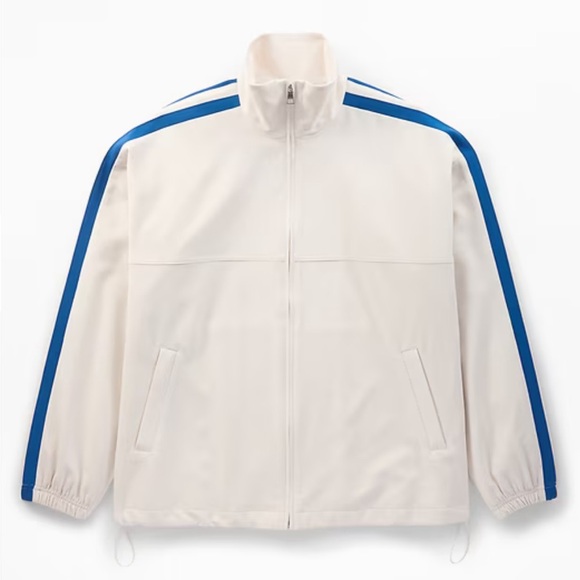 Athleta Jackets & Blazers - NWT MVP Track Jacket Women's Cream with Blue Stripes